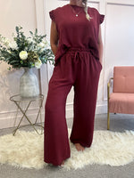 Wide Leg Pant - Burgundy