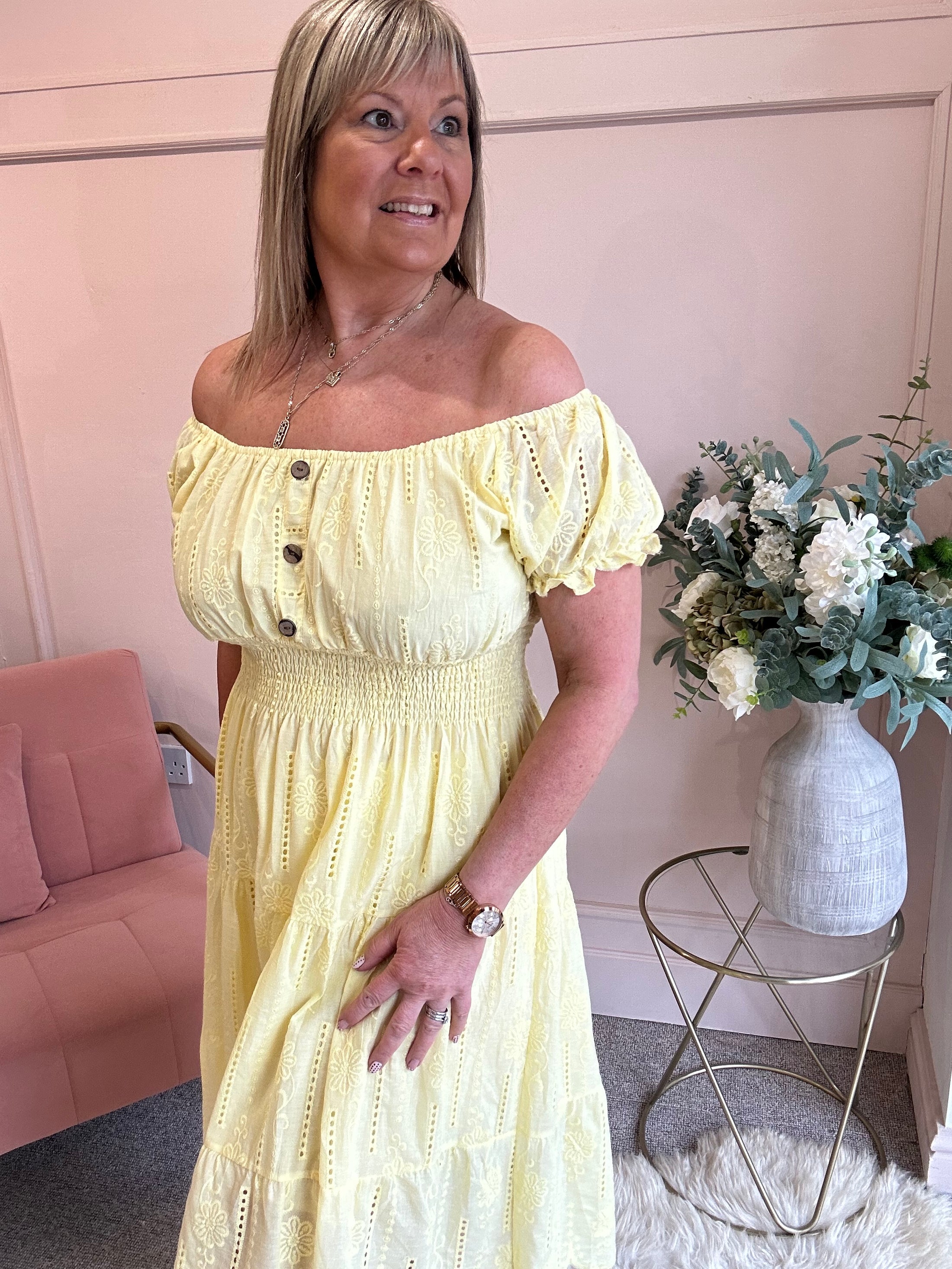 Vibes Of Summer Midi Dress - Soft Yellow - Wardrobe By Simone