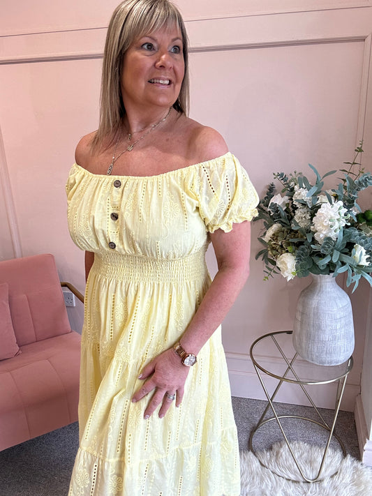 Vibes Of Summer Midi Dress - Soft Yellow - Wardrobe By Simone
