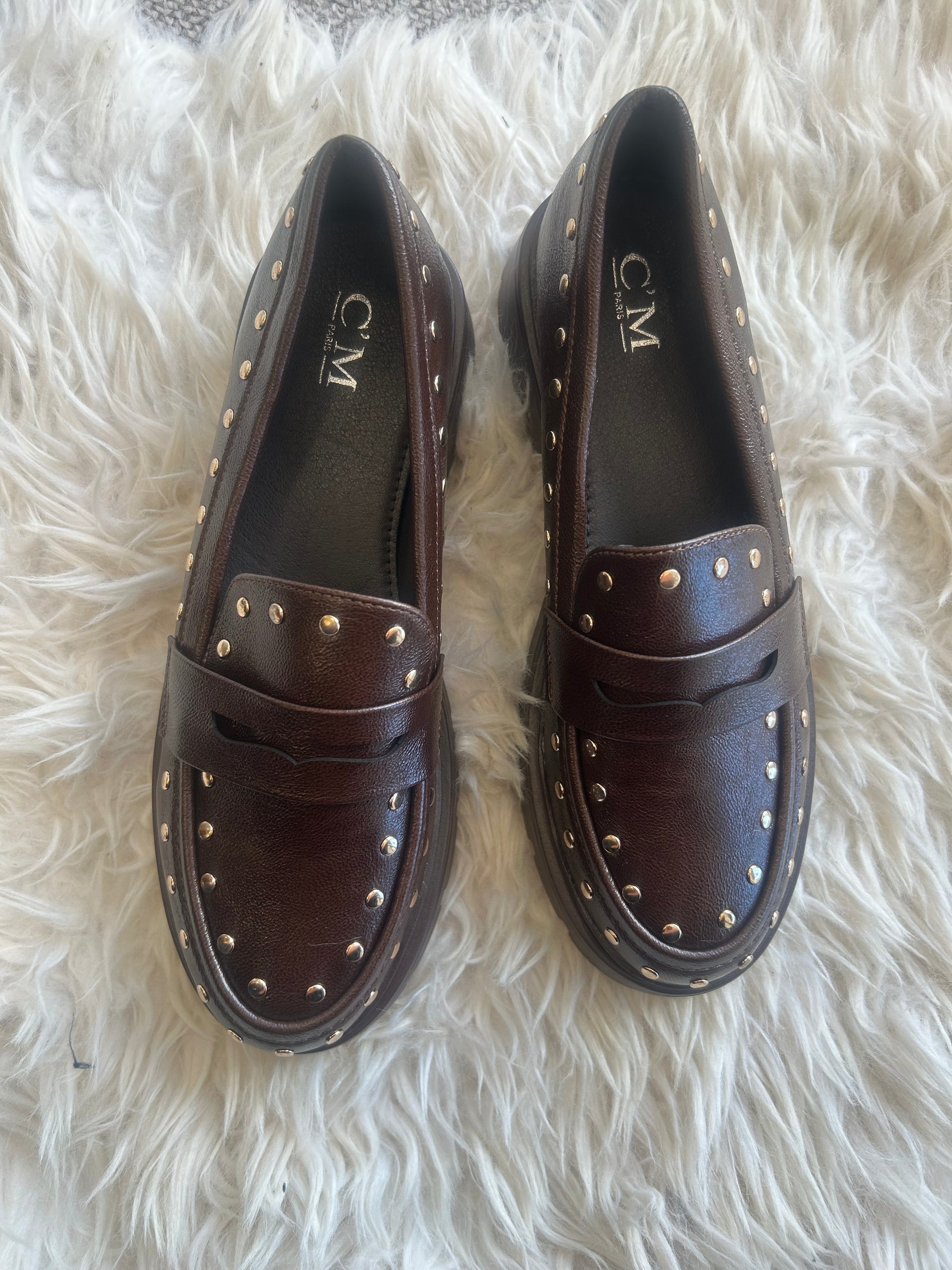 Chunky Studded Loafer - Brown