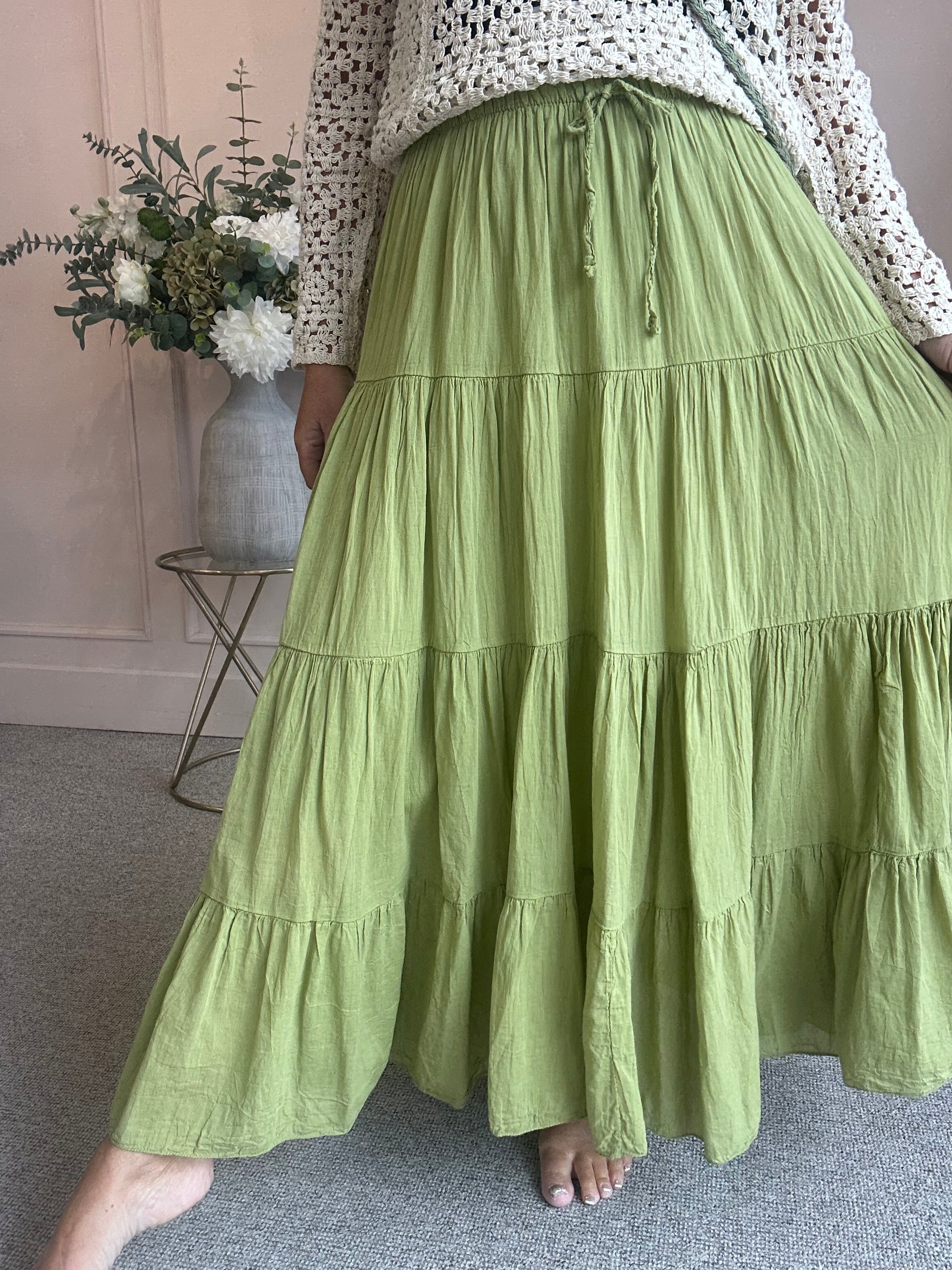 Gypsy Maxi Skirt - Olive Green - Wardrobe By Simone