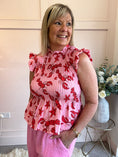 Load image into Gallery viewer, Cute Lobster Peplum Top  - Pink/Red - Wardrobe By Simone
