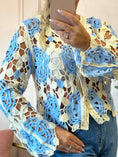 Load image into Gallery viewer, Cute Crochet Cardi - Cream/Powder Blue - Wardrobe By Simone
