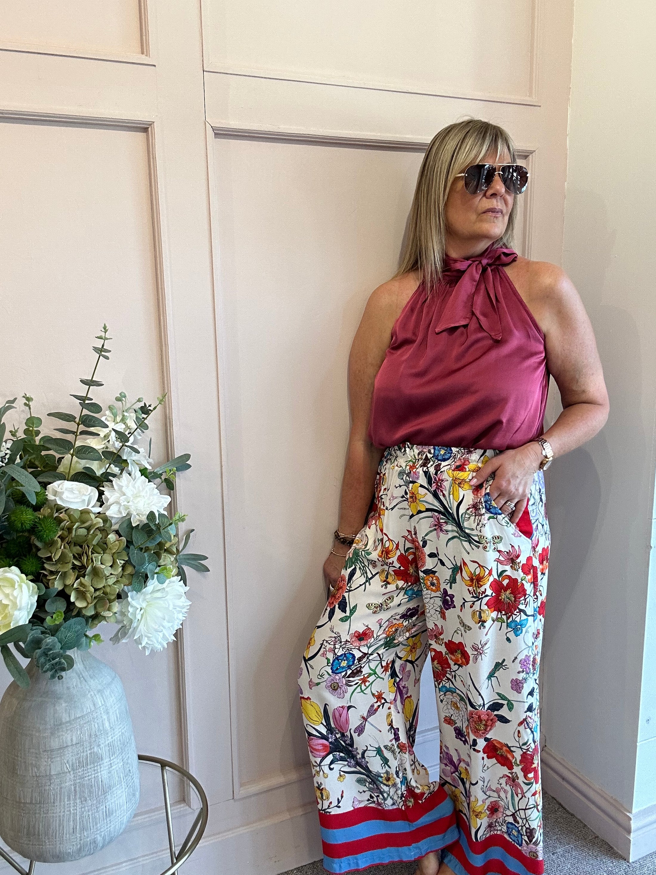 Just A Halter Neck Top - Deep Rasberry