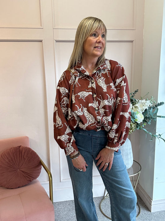 Leopard Jacket/Shirt - Rust - Wardrobe By Simone