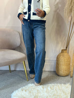 Sparkle Wide Leg Jeans- Blue Denim - Wardrobe By Simone