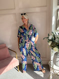 Load image into Gallery viewer, Slinky Crossover Jumpsuit - Navy/Green - Wardrobe By Simone
