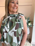 Load image into Gallery viewer, Leaf Print Bow Tie Sleeveless Top - Green/White - Wardrobe By Simone
