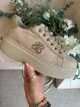 Load image into Gallery viewer, Gold Logo Embellished Trainer - Beige - Wardrobe By Simone
