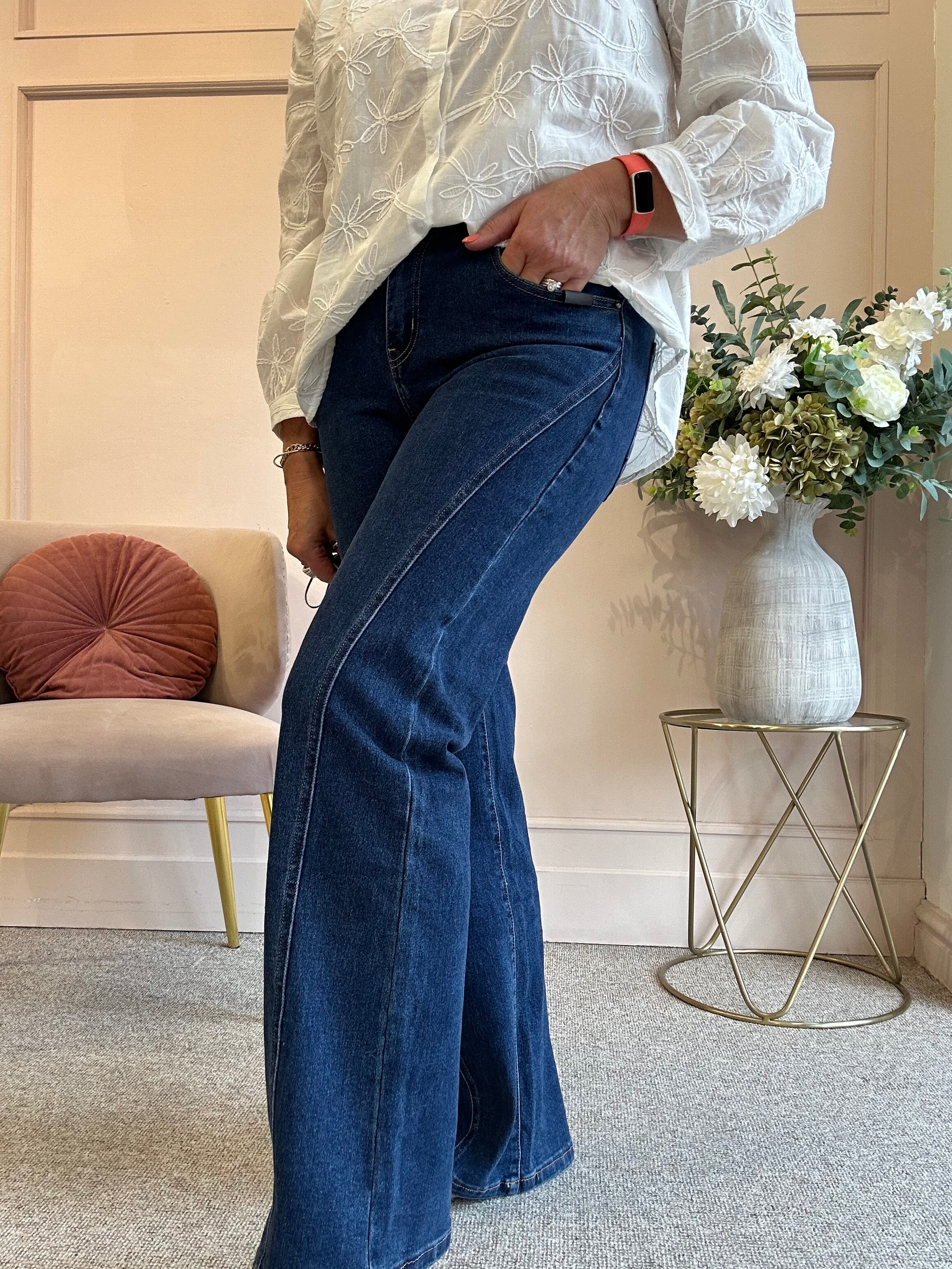Wide Leg Jeans - Dark Blue