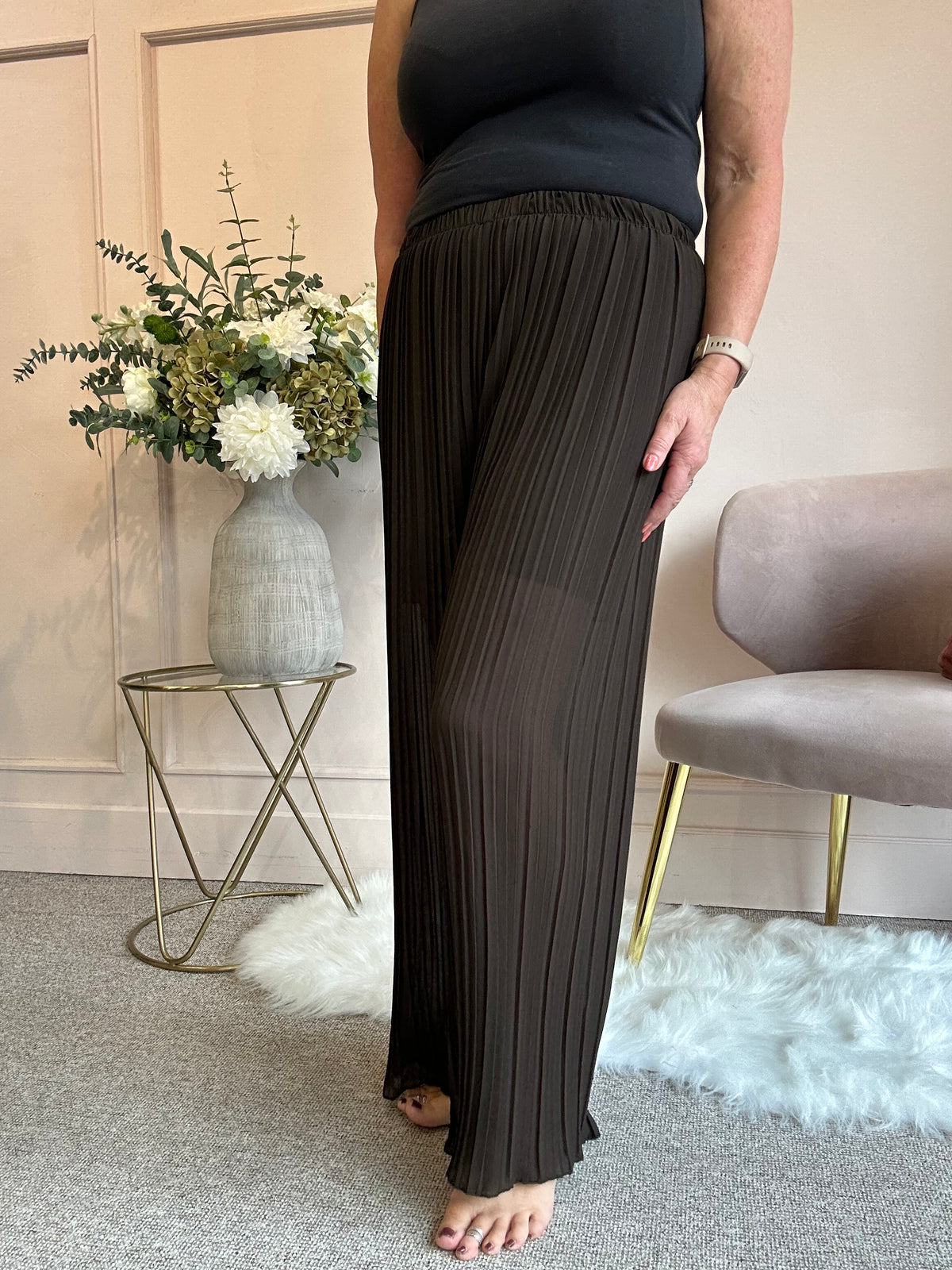 Pleated Pant - Brown