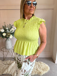 Load image into Gallery viewer, Cute Peplum Top  - Lime Green - Wardrobe By Simone
