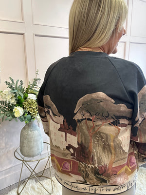 Tuscany Suedette Jacket - Black/Multi
