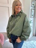 Load image into Gallery viewer, Ruffle Collar Zip Jacket - Khaki Green
