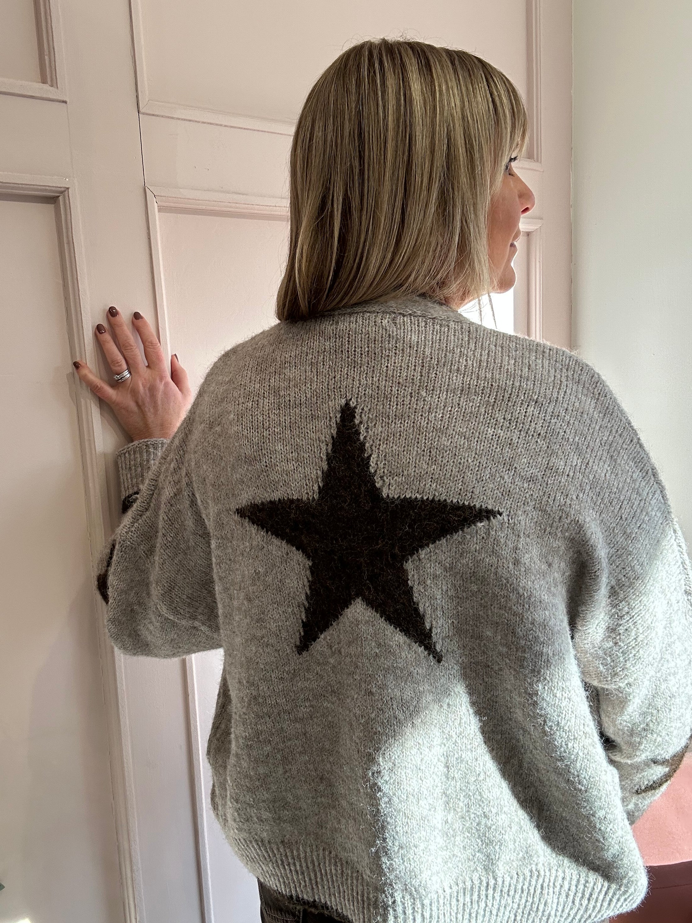 Star Cardigan - Taupe/Brown