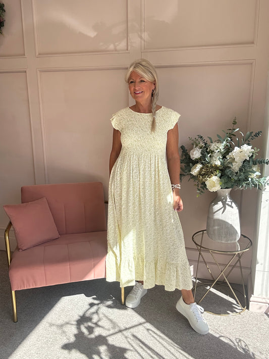 Ditsy Dress - Lemon/White - Wardrobe By Simone