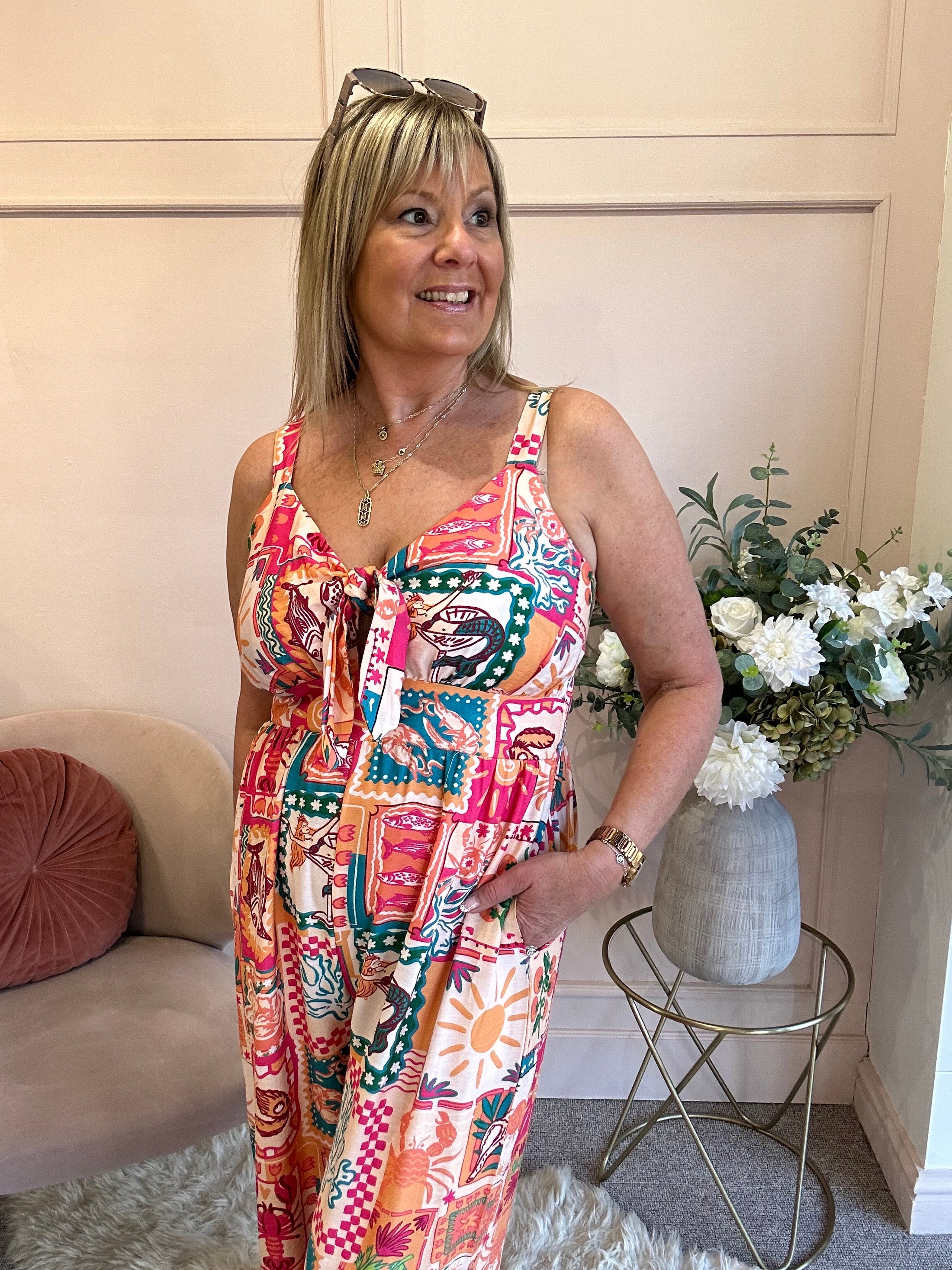 Escape To The Sun Jumpsuit - Coral/Mix - Wardrobe By Simone