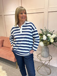Load image into Gallery viewer, Striped Rugby Shirt Top - Navy/White - Wardrobe By Simone
