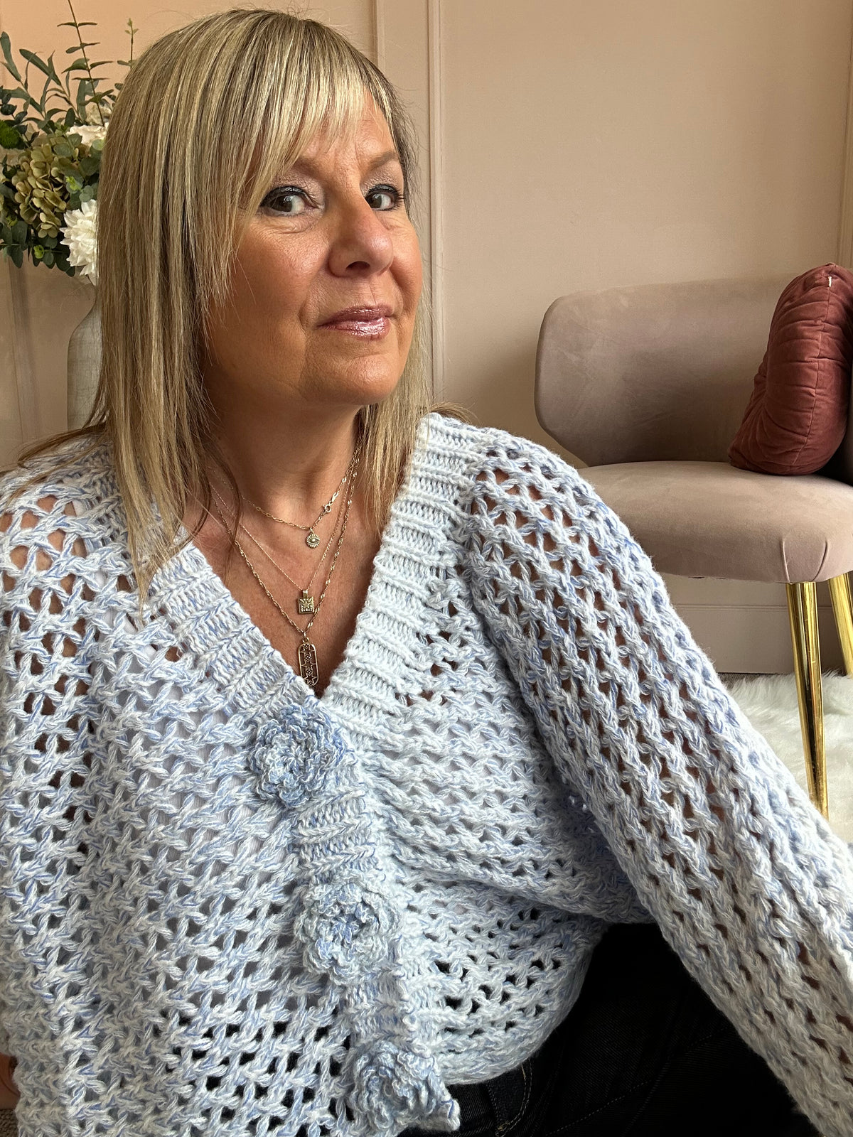 So Pretty Open Knit Cardigan - Soft Blue