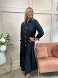 Load image into Gallery viewer, Denim Maxi Shirt Dress - Dark Denim
