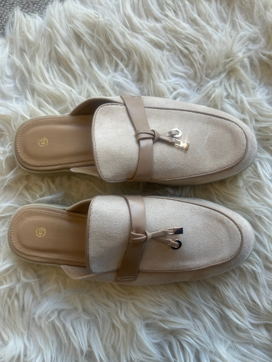 Faux Suede Mule - Beige