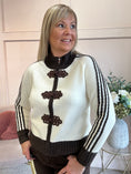 Load image into Gallery viewer, Mandarin Detailed Zip Cardigan - Cream/Brown
