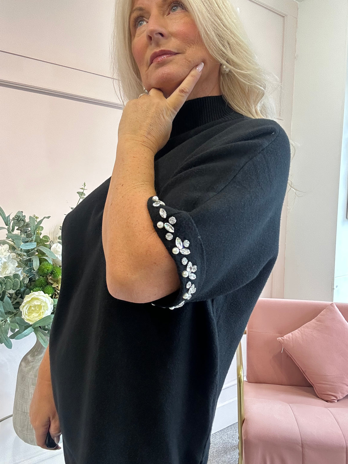 Sparkle Edge Turtle Neck Jumper - Black