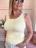 Load image into Gallery viewer, Scalloped Edged Vest Top - Pale Yellow
