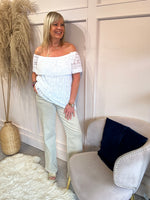 Bardot Lace Effect Top  - White