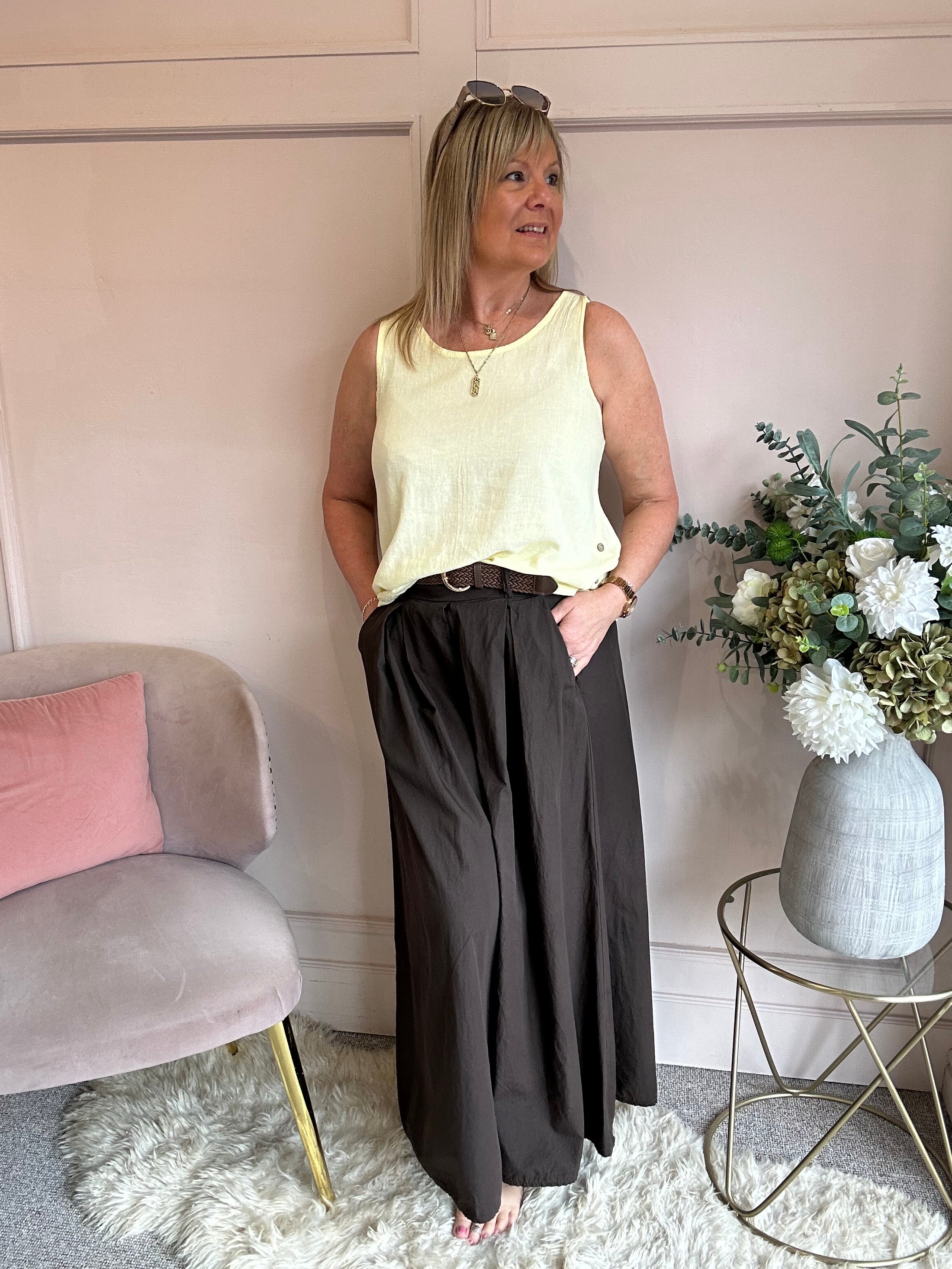 Little Side Button Top - Soft Lemon - Wardrobe By Simone
