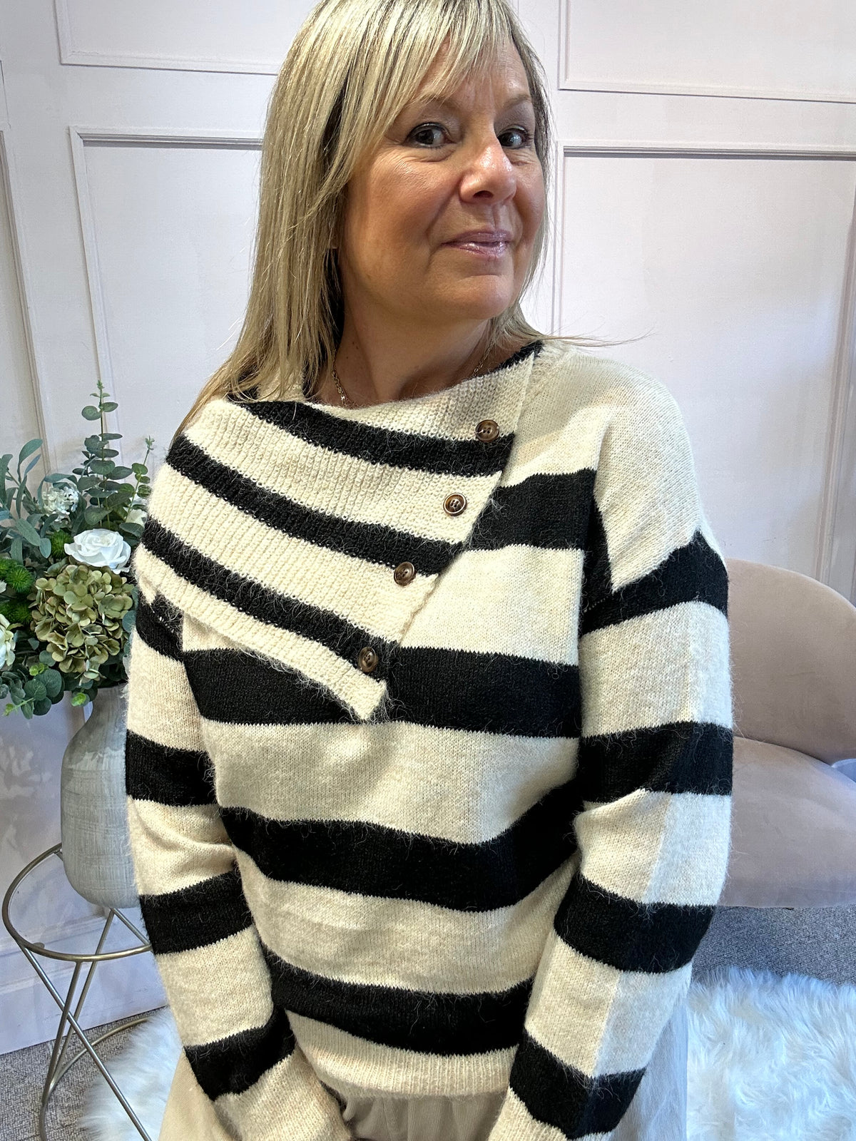 Bold Stripe Jumper - Cream/Black