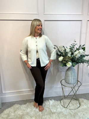 Sparkle Bow Detail Cardigan  - Cream
