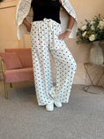 Load image into Gallery viewer, Polka Dot Tie Belt Pant - Off White/Black - Wardrobe By Simone
