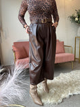 Load image into Gallery viewer, Faux Leather Wide Leg Trouser - Brown
