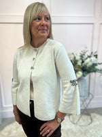 Sparkle Bow Detail Cardigan  - Cream