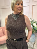 Load image into Gallery viewer, Beaded Sleeveless Knit Top - Brown
