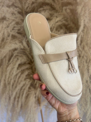 Faux Suede Mule - Beige