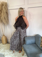 Leopard Wide Leg Pant - Browns/Black