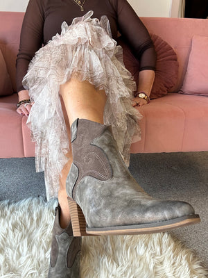 Cowboy Ankle Boot - Brown/Bronze