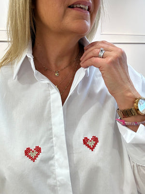 Heart Shirt - White/Red
