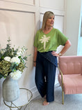 Load image into Gallery viewer, Palm With Gold Sequin T Shirt  - Olive Green
