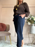 Load image into Gallery viewer, Belted Canvas Pant - Navy Blue
