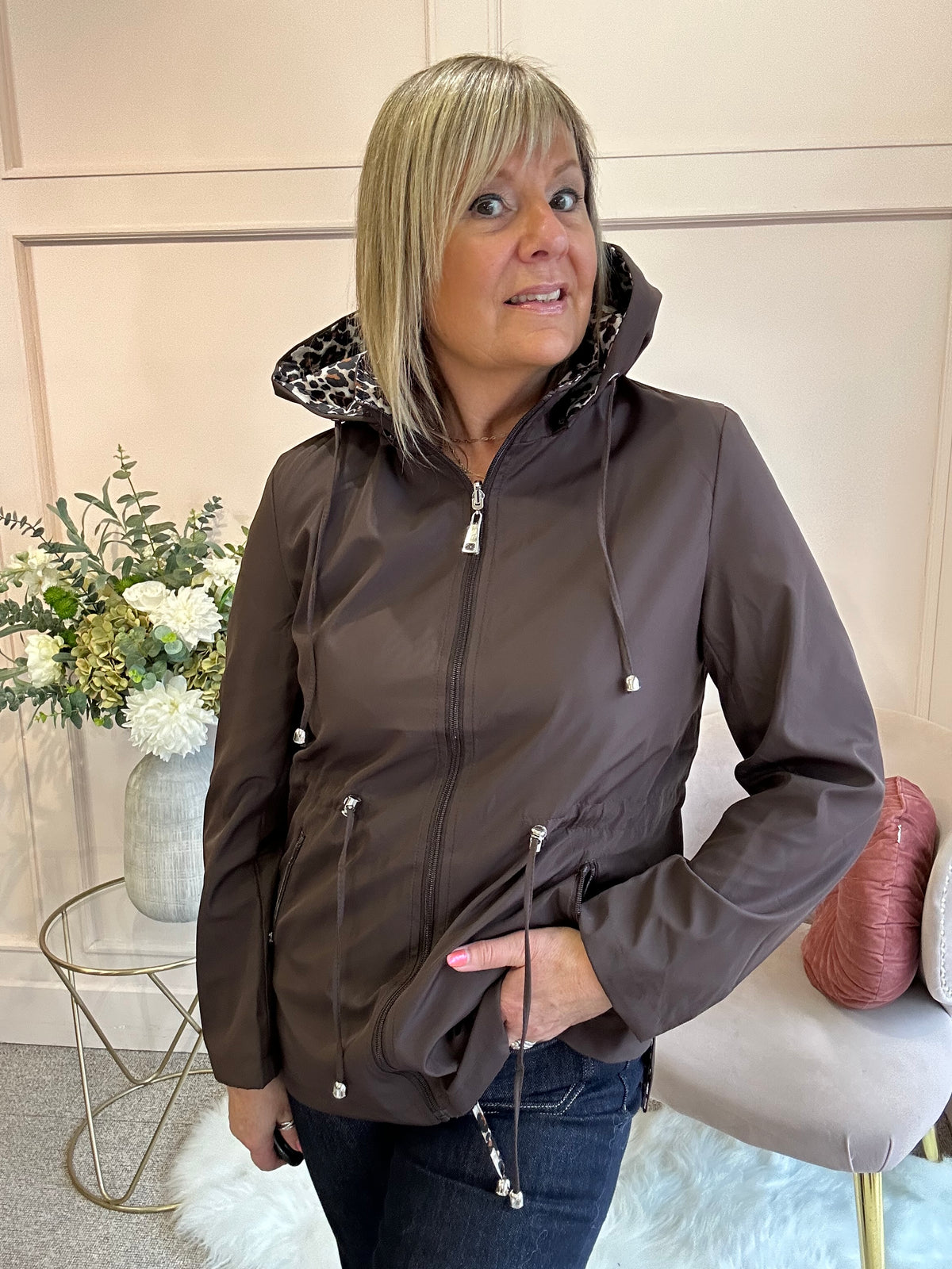 Reversible Mac Coat - Leopard/Brown