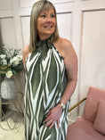 Load image into Gallery viewer, Halter Neck Maxi Dress - Khaki/Cream - Wardrobe By Simone
