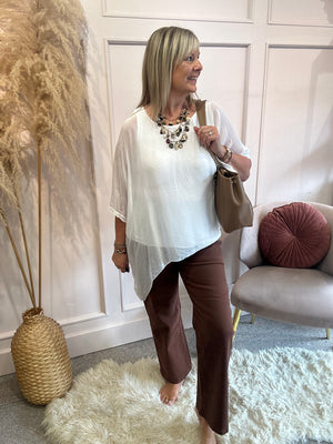 Floaty chiffon oversized top - White - Wardrobe By Simone