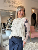 Cable Knit Sleeveless Jumper - Cream