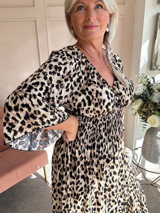 Leopard Mid Dress - Brown/Black - Wardrobe By Simone