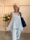 Load image into Gallery viewer, Floaty Sleeveless Top Gingham - Grey/Blue One Size
