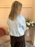 Load image into Gallery viewer, Sheer Shimmer Pleated Shirt - Aqua Blue - Wardrobe By Simone
