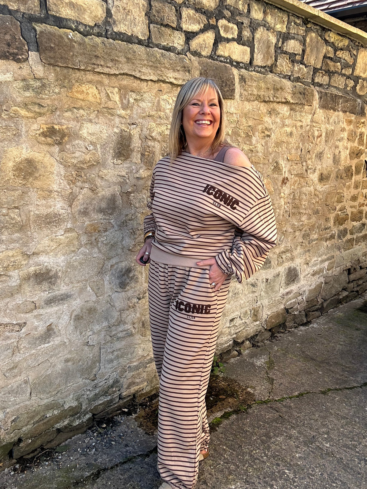 Iconic Stripe Lounge Set - Camel/Brown